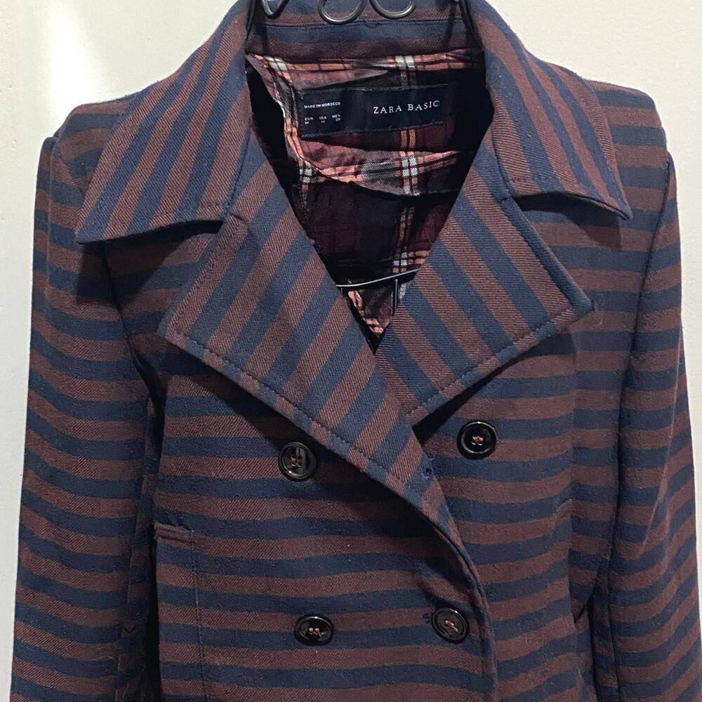 Zara Basic Blazer Size Medium Double-Breasted Nav… - image 2